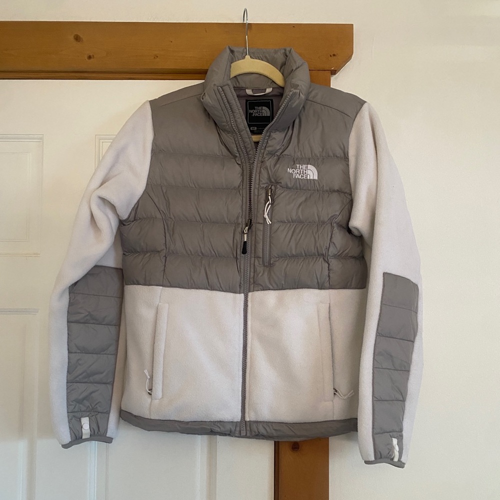 The North Face Denali 550 Down Fleece Puffer Jacket White PolarTec Womens Small